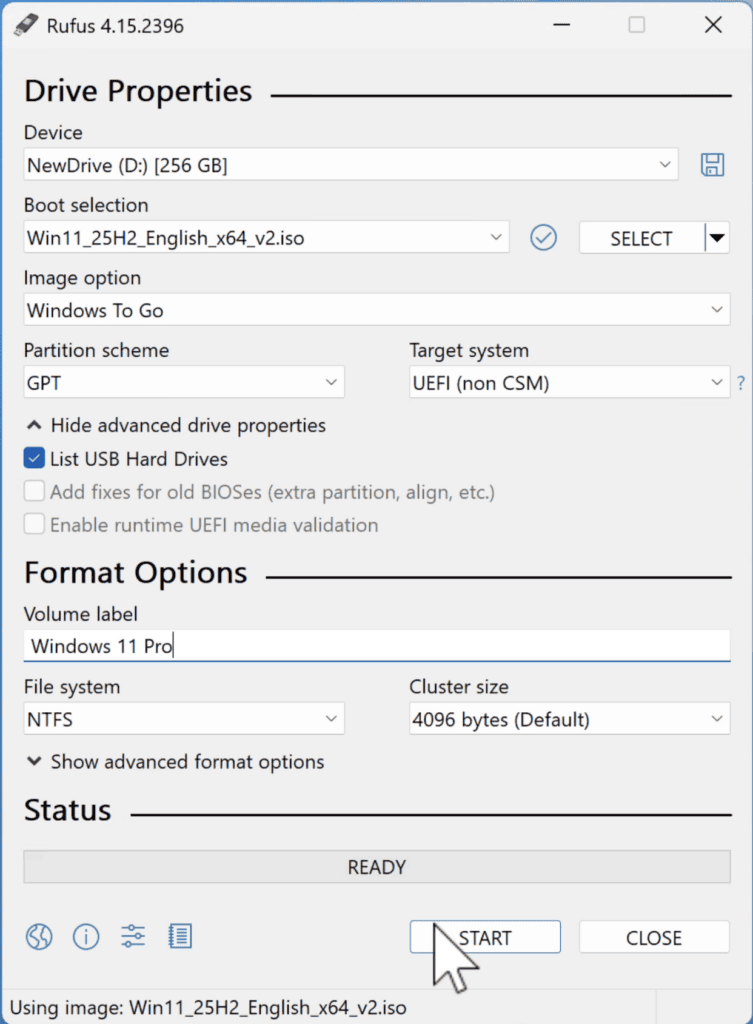 Create Portable Windows 11 on an External SSD — Rufus Windows To Go Complete Guide
